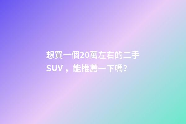 想買一個20萬左右的二手SUV，能推薦一下嗎？